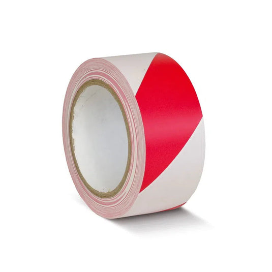 Gulvmarkeringstape-Roed/Hvid-50mm x 33meter